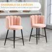 Lot de 2 tabourets de bar JENNA rose poudré
