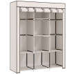 Armoire Penderie Lunaris Rangement Élégant Moderne Beige 8 Étagères 2 Barres Dressing Chambre