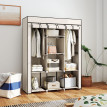 Armoire Penderie Lunaris Rangement Élégant Moderne Beige 8 Étagères 2 Barres Dressing Chambre