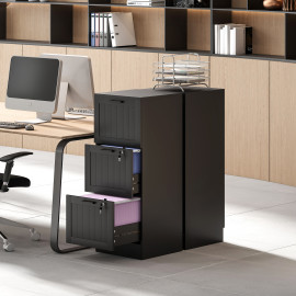 Caisson de Bureau Corvella Organisateur Documents Verrouillable Noir Espace Optimisé