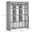 Armoire Penderie Estoria Rangement Élégant Moderne Gris Clair ou Noir 8 Étagères 2 Barres Dressing Chambre