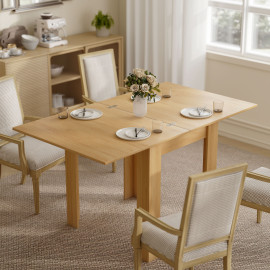 Table à manger extensible Solmara pour 4 à 6 personnes en effet bois naturel design et pratique