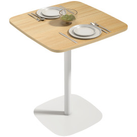 Table à manger design Terenza squircle effet bois clair blanc élégante compacte pour 2 personnes