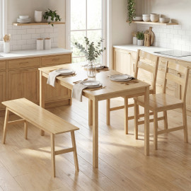 Ensemble table à manger Caldora 4 personnes en bambou naturel espace optimisé design chaleureux