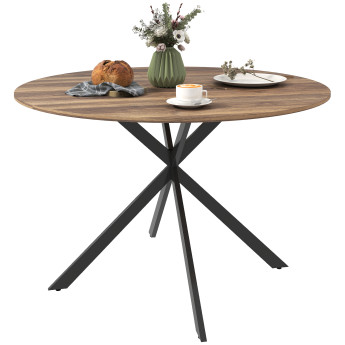 Table à manger Montéa ronde en bois style industriel noyer noir pour 4 personnes