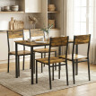 Table à manger Elvaris avec 4 chaises design industriel espace optimisé brun rustique et noir