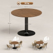 Table à manger ronde Bravelle élégante effet bois noyer acier noir design spacieuse 6 personnes