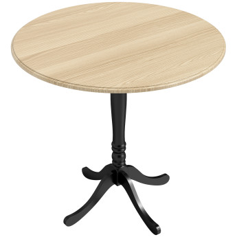 Table à manger Sorelia élégante ronde 4 places style baroque moderne effet bois naturel ou noir pour petit espace