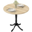 Table à manger Sorelia élégante ronde 4 places style baroque moderne effet bois naturel ou noir pour petit espace