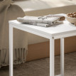 Table basse gigogne Arkena ensemble design moderne acier blanc et effet bois