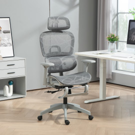 Fauteuil de bureau ergonomique Lurevia confort optimal soutien lombaire appui-tête ajustable maille respirante gris