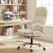 Fauteuil de bureau Alvian ergonomique inclinable avec repose-pieds cuir synthétique résistant beige