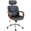 Chaise de bureau Serelya ergonomique confortable design élégant noir effet noyer synthétique