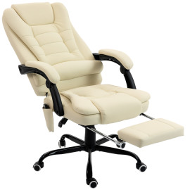 Fauteuil de bureau Norell massant ergonomique avec repose-pieds intégré design confortable en beige