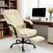 Fauteuil de bureau Norell massant ergonomique avec repose-pieds intégré design confortable en beige