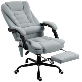 Fauteuil de bureau Eloria massant ergonomique avec repose-pied gris clair confort professionnel détente