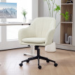Chaise de bureau Kaline design élégant confort ergonomique tissu bouclette beige clair acier noir