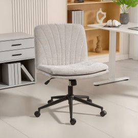 Chaise de bureau Orven design ergonomique confortable tissu velours côtelé beige pour télétravail et bureau