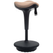 Tabouret ergonomique Sarven pour bureau assis-debout confort optimal en tissu marron design oscillant