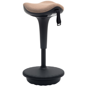 Tabouret ergonomique Sarven pour bureau assis-debout confort optimal en tissu marron design oscillant