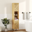 Meuble colonne salle de bain Daviel rangement élégant bambou naturel étagères ajustables noir