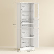 Armoire Velina salle de bain élégante 4 portes 2 vitrées rangement modulable blanc