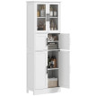 Armoire Velina salle de bain élégante 4 portes 2 vitrées rangement modulable blanc