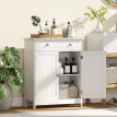 Meuble bas salle de bain Solyne rangement élégant blanc pratique compact 2 portes 2 tiroirs étagère réglable
