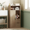 Meuble bas salle de bain Kalyan rangement étagères tiroirs effet bois naturel clair design moderne sécurisé