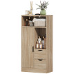 Meuble bas salle de bain Kalyan rangement étagères tiroirs effet bois naturel clair design moderne sécurisé