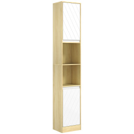 Meuble colonne salle de bain Elyan rangement élégant effet bois clair blanc design moderne cosy
