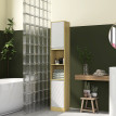 Meuble colonne salle de bain Elyan rangement élégant effet bois clair blanc design moderne cosy