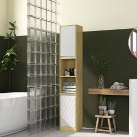 Meuble colonne salle de bain Elyan rangement élégant effet bois clair blanc design moderne cosy
