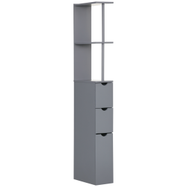Colonne salle de bain Moriel rangement élégant étagères tiroirs placard gris moderne optimisation espace