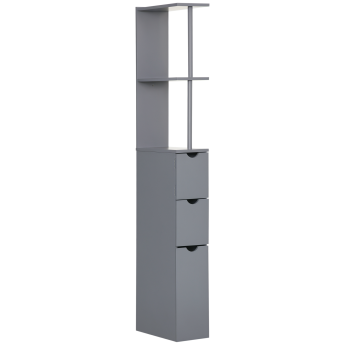 Colonne salle de bain Moriel rangement élégant étagères tiroirs placard gris moderne optimisation espace