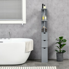 Colonne salle de bain Moriel rangement élégant étagères tiroirs placard gris moderne optimisation espace