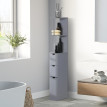 Colonne salle de bain Moriel rangement élégant étagères tiroirs placard gris moderne optimisation espace