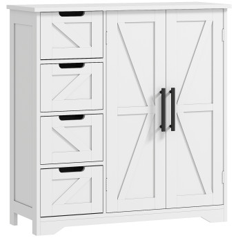 Meuble salle de bain Davyn rangement élégant 4 tiroirs placard blanc optimisé petits espaces