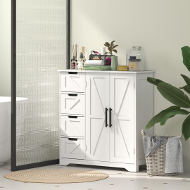 Meuble salle de bain Davyn rangement élégant 4 tiroirs placard blanc optimisé petits espaces