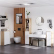 Meuble bas salle de bain Nexora rangement élégant compact blanc naturel 2 portes tiroir étagère
