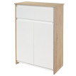 Meuble bas salle de bain Nexora rangement élégant compact blanc naturel 2 portes tiroir étagère