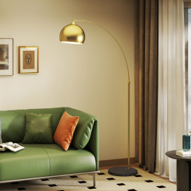 Lampadaire Synelia design élégant marbre noir métal doré éclairage salon chambre pièce maîtresse