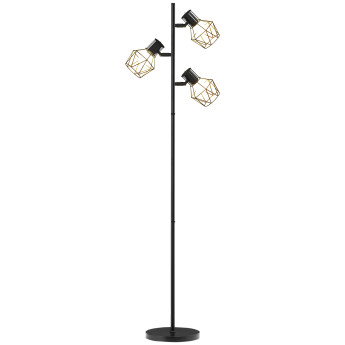 Lampadaire Velion design industriel moderne noir 3 spots orientables métal salon chambre éclairage LED