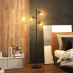 Lampadaire Velion design industriel moderne noir 3 spots orientables métal salon chambre éclairage LED
