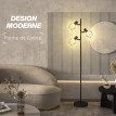 Lampadaire Velion design industriel moderne noir 3 spots orientables métal salon chambre éclairage LED