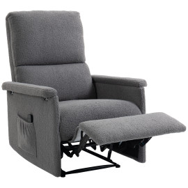 Fauteuil Massant Xandor Relaxation Confort Inclinable Repose-Pieds Tissu Polaire Gris Clair