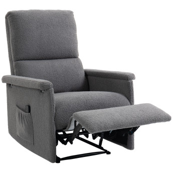 Fauteuil Massant Xandor Relaxation Confort Inclinable Repose-Pieds Tissu Polaire Gris Clair