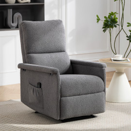 Fauteuil Massant Xandor Relaxation Confort Inclinable Repose-Pieds Tissu Polaire Gris Clair