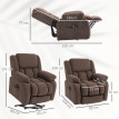 Fauteuil Releveur Massant Chauffant Lumexis Confort Relaxation Détente Électrique Tissu Velours Chocolat