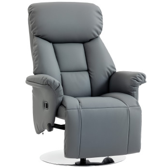 Fauteuil Relax Zorvia Confort Ergonomique Inclinable Pivotant Repose-Pieds Gris